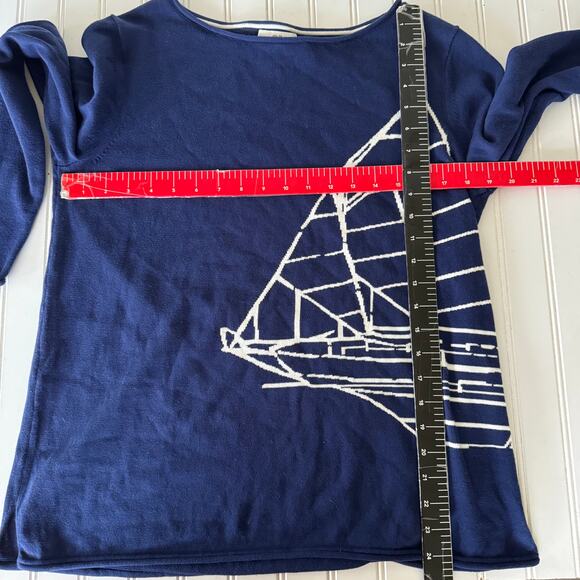 Vineyard Vines Blue White Sailing Crewneck sweater size M - Picture 8 of 9